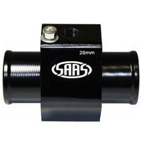 SAAS Water Temp Adapter Rad Hose 28mm Black Aluminium