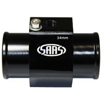 SAAS Water Temp Adapter Rad Hose 34mm Black Aluminium