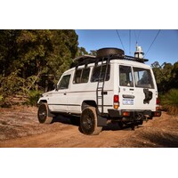 TRACKLANDER Side Fixed Ladder suits Toyota 75-78 series landcruiser Troopy with Enclosed, Open ended and Flat top 28, 22, 18 and 14 Racks